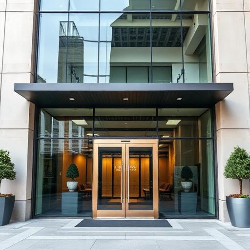 Commercial glazing installation on a business property