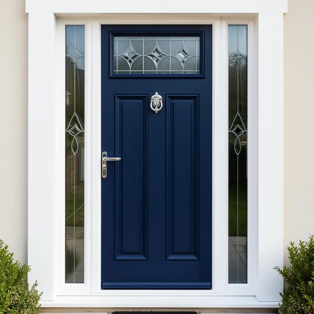 Before and after — Navy Blue with Glass Panels in Winchester, by Restoration Glazing