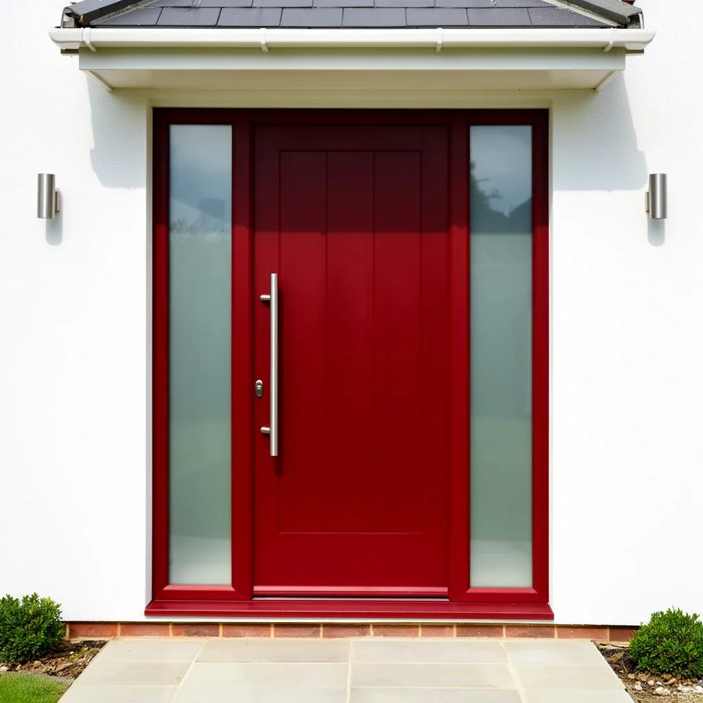 Before and after — Red Contemporary with Sidelights in Portsmouth, by Restoration Glazing